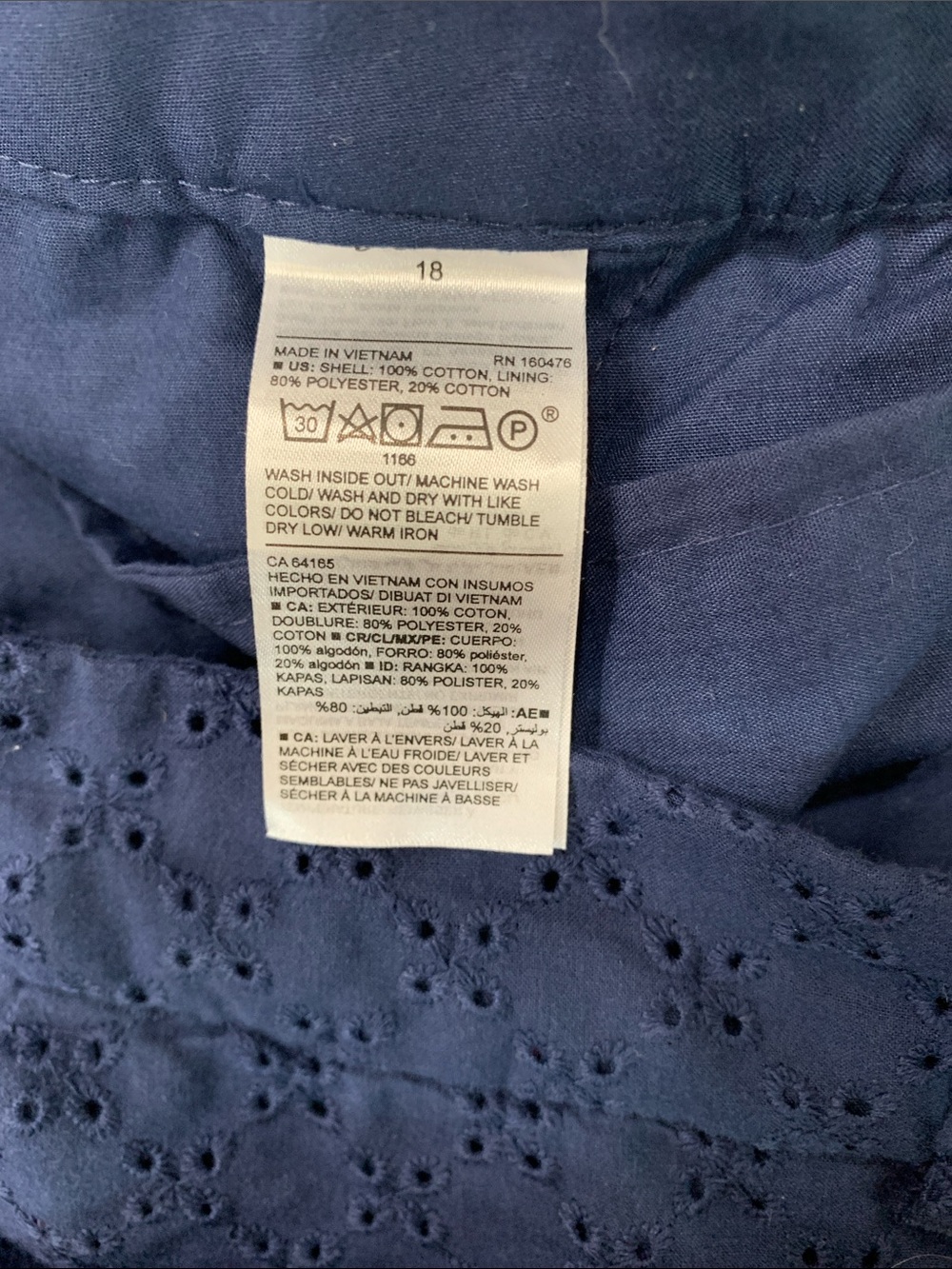 NWT Old Navy Navy Eyelet Cotton Blend Shorts Everyday Short Mid-Rise Size 18 - Picture 5 of 9